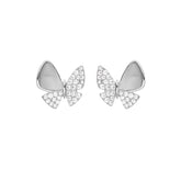 Butterfly with Mother of Pearl and Zircon Silver Stud Earrings